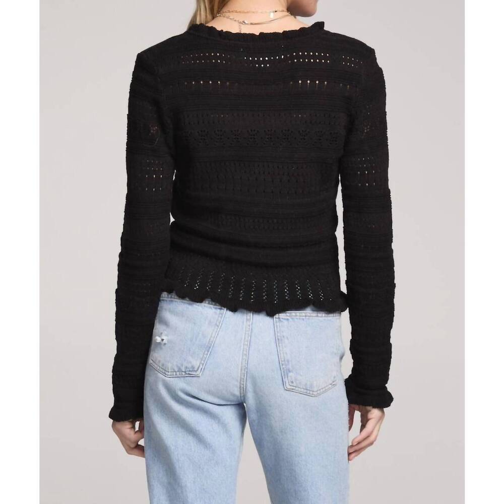 NEW SALTWATER LUXE marlow cardigan sweater in black - Picture 2 of 3